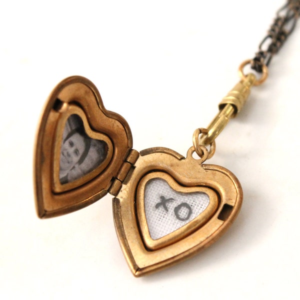 Gold Heart Locket , Custom hand embroidered message