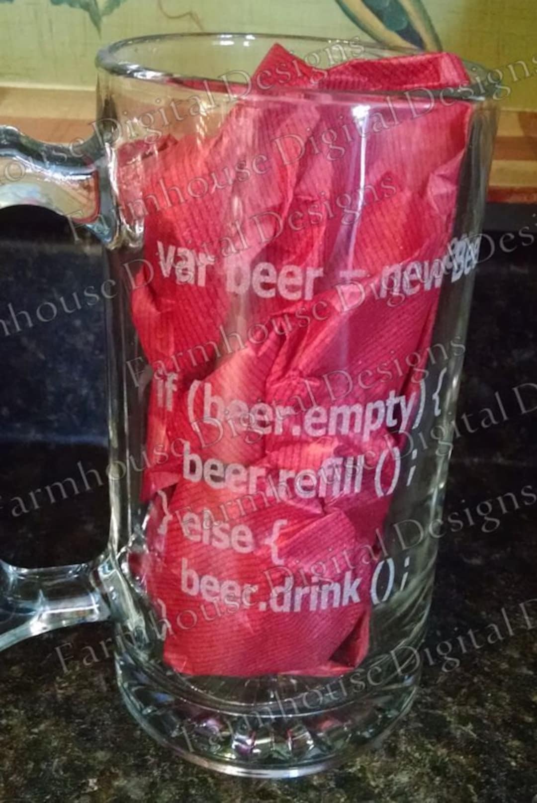 Beer Mug Java Script Glass Etching File .SVG/.DXF/.PNG for Use W