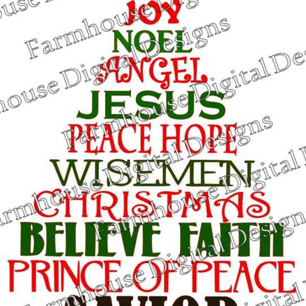 Savior Christmas Tree .SVG/.DXF/.PNG for use w/ Silhouette Studio and other Cutters -- Instant Download