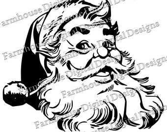 Santa #1  .SVG/.DXF/.PNG for use w/ Silhouette Studio and other Cutters -- Instant Download