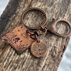 Sasquatch in New Mexico copper hand-stamped keychain, New Mexico Bigfoot legendary keychain, Cryptid Lovers Bigfoot in the Southwest image 2