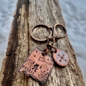 Sasquatch in New Mexico copper hand-stamped keychain, New Mexico Bigfoot legendary keychain, Cryptid Lovers Bigfoot in the Southwest image 5