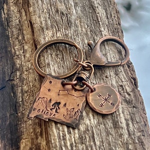 Sasquatch in New Mexico copper hand-stamped keychain, New Mexico Bigfoot legendary keychain, Cryptid Lovers Bigfoot in the Southwest image 4