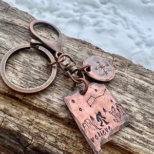 Sasquatch in New Mexico copper hand-stamped keychain, New Mexico Bigfoot legendary keychain, Cryptid Lovers Bigfoot in the Southwest image 6