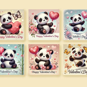 Cartões de Dia dos Namorados Panda, Dia dos Namorados Panda, Dia dos Namorados para crianças para a escola, Cartão de Dia dos Namorados para impressão