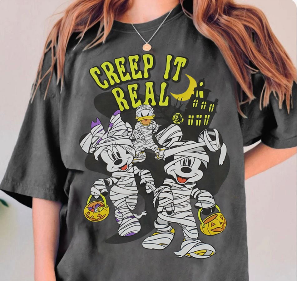 Discover Vintage Disney World Halloween Crewneck, Mickey and Friends Halloween tee, Magical Kingdom Sweater, Creep It Real Disney Shirt