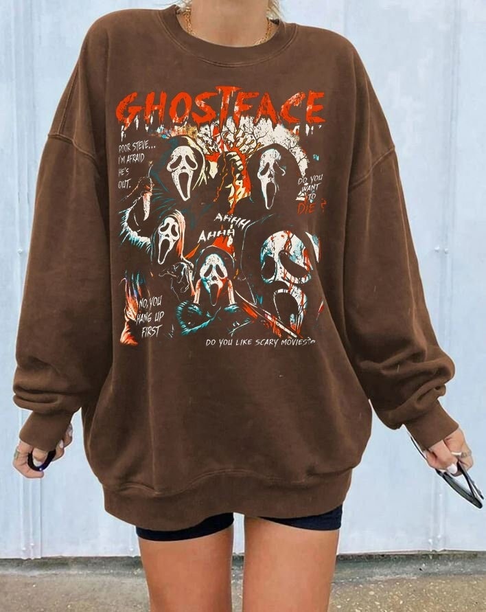 Discover Halloween Ghostface, Vintage Scream Ghostface Sweatshirt, Hoodie, T-Shirt - Horror Movie Shirt, Retro 90s Scream, Let's Watch Scary Movie