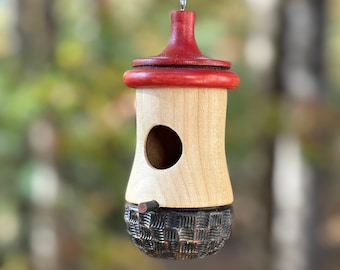 Hummingbird House, Ikebana Art, Handmade Wooden Birdhouse for Indoor/Outdoor Use, Bird Lovers Gift, Christmas Gift for Minimalists