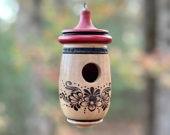 Hummingbird House, Norwegian Art, Wooden Birdhouse for Indoor/Outdoor Use, Bird Lovers Gift, Easter Gift for Mom and Grandma