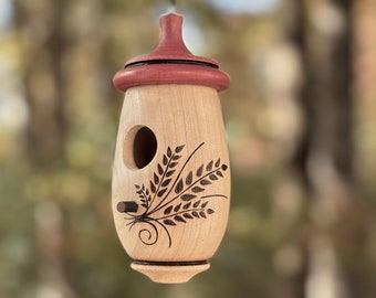 Hummingbird House, Wild Grass Art, Handmade Wooden Birdhouse for Indoor/Outdoor Use, Bird Lovers Gift, Christmas Gift for Mom and Grandma