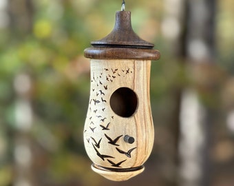 Hummingbird House, Handmade Wooden Birdhouse for Indoor/Outdoor Use, Flock of Birds Art, Bird Lovers Gift, Christmas Gift for Bird Lovers