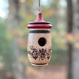 Hummingbird House, Norwegian Art, Wooden Birdhouse for Indoor/Outdoor Use, Bird Lovers Gift, Easter Gift for Mom and Grandma