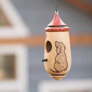 Hummingbird House, Handmade Wooden Birdhouse for Indoor/Outdoor Use, Puppy Dog Art, Bird Lovers Gift, Christmas Gift for Dog Lovers image 2