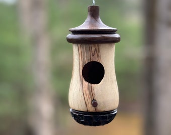 HummingBird House for Indoor/Outdoor Garden, Ambrosia Maple Wood with Decorative Woodburning, Perfect Gift for Someone Who Has Everything