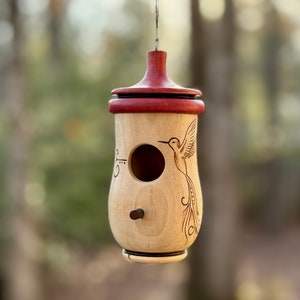 Hummingbird House, Handmade Wooden Birdhouse for Indoor/Outdoor Use, Artisan Bird Lovers Gift, Christmas Gift for Everyone