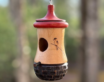 Hummingbird House, Handmade Wooden Birdhouse for Indoor/Outdoor Use, Sparrow Art, Bird Lovers Gift, Christmas Gift for Bird Lovers