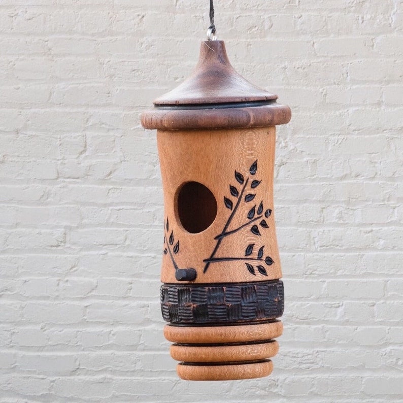 Maison de colibri, art de conception de blé, nichoir en bois fait à la main, prêt à expédier, cadeau pour les amoureux des oiseaux, cadeau de Noël pour tout le monde image 4
