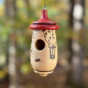 Hummingbird House, Lantern Art, Handmade Wooden Birdhouse for Indoor/Outdoor Use, Bird Lovers Gift, Christmas Gift for Garden Lovers