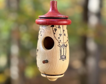 Hummingbird House, Lantern Art, Handmade Wooden Birdhouse for Indoor/Outdoor Use, Bird Lovers Gift, Christmas Gift for Garden Lovers