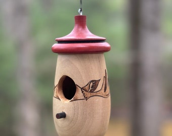 Hummingbird House, Moose Design, Wooden Birdhouse for Indoor/Outdoor Use, Mothers Day Gift for Mom and Bird Lovers, Alaska Wildlife,