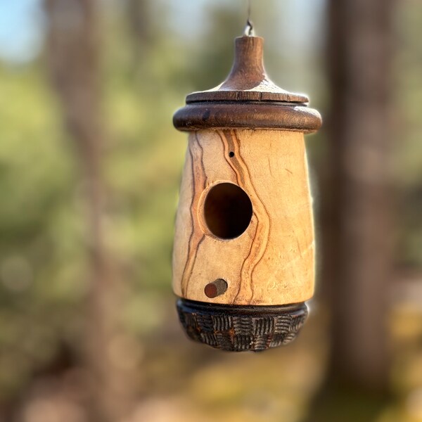 Ambrosia Maple OOAK Hummingbird House Natural, one of a kind, gift for someone who has everything