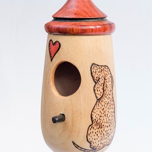 Hummingbird House, Handmade Wooden Birdhouse for Indoor/Outdoor Use, Puppy Dog Art, Bird Lovers Gift, Christmas Gift for Dog Lovers image 5