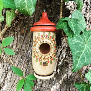 Mandala Hummingbird House, Handmade Birdhouse for Indoor/Outdoor Use, Zen Art Style, Gift for Mom, Wife, Gandma