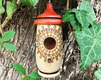 Mandala Hummingbird House, Handmade Birdhouse for Indoor/Outdoor Use, Zen Art Style, Gift for Mom, Wife, Gandma