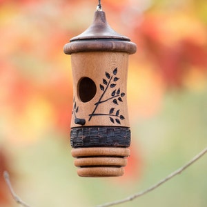 Maison de colibri, art de conception de blé, nichoir en bois fait à la main, prêt à expédier, cadeau pour les amoureux des oiseaux, cadeau de Noël pour tout le monde image 3