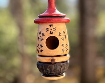 Hummingbird House, Flower Art, Handmade Wooden Birdhouse for Indoor/Outdoor Use, Bird Lovers Gift, Christmas Gift for Men