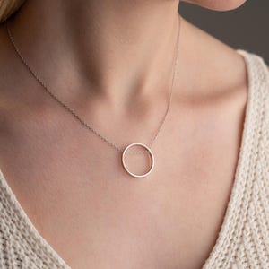 Minimalist Circle Necklace, Karma Necklace, Everyday Necklace, Gold Plated Necklace, Dainty Necklace, Delicate Jewelry, Valentine&#39;s Gift