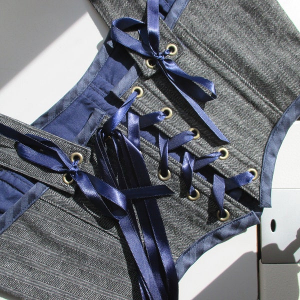 Marine Twill kleine bijgesneden Belly Dance Corset top buikdansen burleske verstelbare OOAK