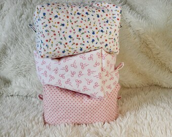 Quilted cotton cosmetic bag