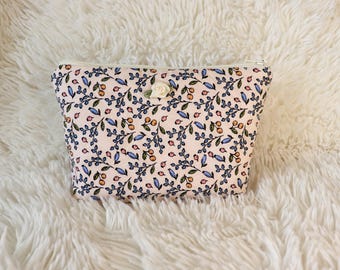 Quilted cotton cosmetic pouch
