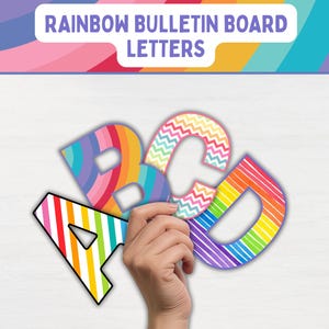 Rainbow Bulletin Board Letters and Numbers, Rainbow Classroom Decoration, Bulletin Board Kit, Classroom Door Decor, Classroom Alphabet