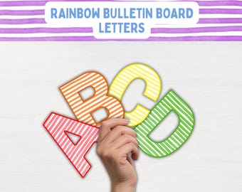 Letras y números de arcoíris para tablón de anuncios, decoración colorida para el aula, kit para tablón de anuncios, decoración para la puerta del aula, alfabeto para el aula