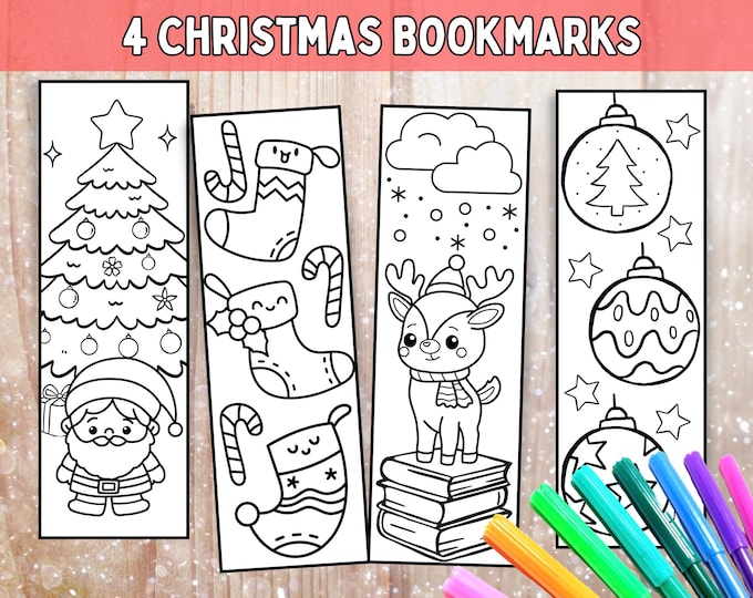 Printable Christmas Coloring Bookmarks, Color Your Own Bookmarks ...