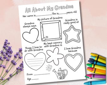All About My Grandma, Grandparents Day Printable, Grandparents Day Keepsake, Gift from Grandkids, Grandma Birthday, Grandma Mother’s day