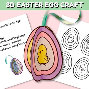 3D-påskäggspyssel, påskklipp och klistra-pyssel, påskäggsklipp och klistra-aktivitet, påskmålarbild, påskaktiviteter, klassrumsaktivitet