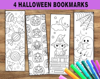 Halloween Bookmarks, Halloween Coloring Bookmarks, Printable Bookmarks for Kids, Halloween Coloring Page, Halloween Activities for Kids