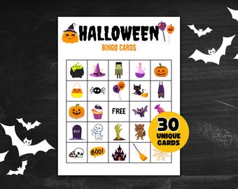Halloween Bingo, Halloween Bingo for Kids, Printable Halloween Bingo Game, Halloween Class Game, Halloween Party Game, Halloween Activities