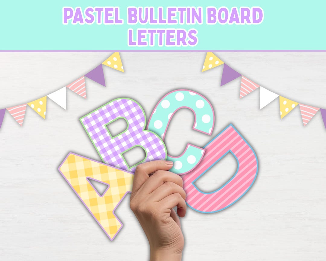 Pastel Bulletin Board Letters, Printable Classroom Letters and Numbers ...