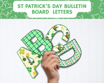 Letras y números para el tablón de anuncios del Día de San Patricio, tablón de anuncios de marzo, alfabeto del Día de San Patricio, kit para el tablón de anuncios del Día de San Patricio