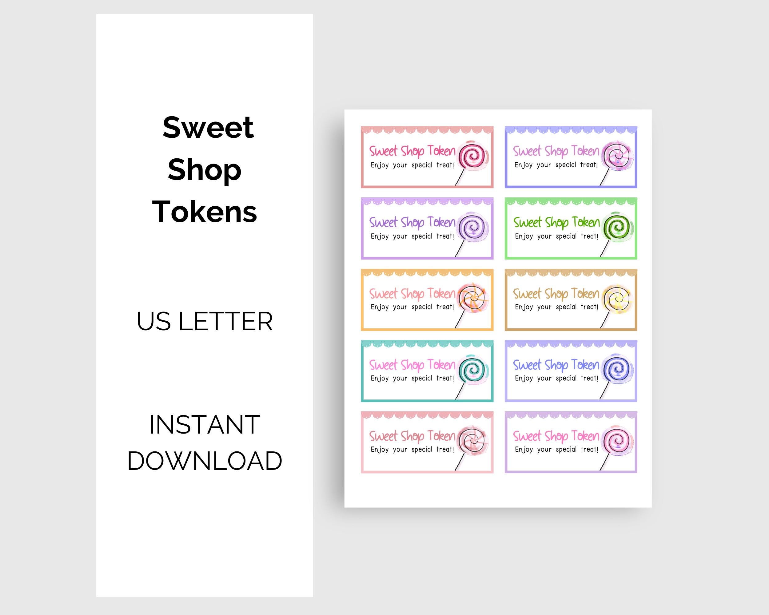 Sweet Token Printable Sweet Shop Tokens, Kids Reward Coupons, Sweet Shop Vouchers ...