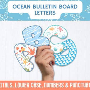 Ocean Bulletin Board Bubble Letters & Numbers, Ocean Bulletin Boards, Classroom Door Decor, Ocean Classroom Decor, Ocean Bulletin Board Kit