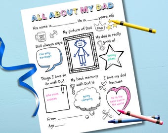Regalo del Día del Padre, Todo sobre mi papá, Regalo imprimible para papá, Regalo para papá de parte de los niños, Regalo de último minuto para papá