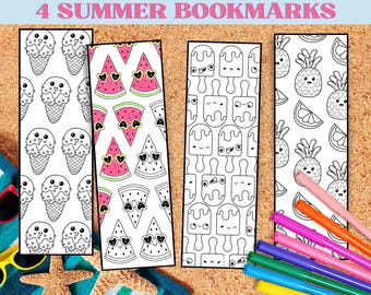 Sommer Lesezeichen für Kinder, druckbare Sommer Kawaii Lesezeichen, Sommer Lesezeichen für Kinder