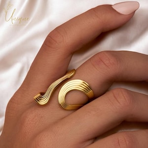 Irregular Chunky Gold Ring · 18K Gold Stainless Steel Ring · Waterproof Statement Ring for Women · Adjustable Ring · Chunky Jewelry