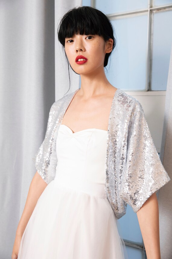 silver sequin bolero jacket
