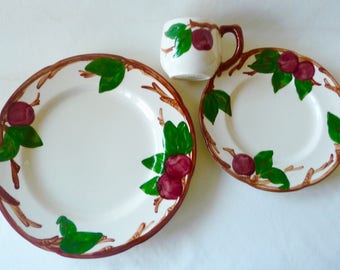 Franciscan Apple Chop Plate, Salad Plate and Cup 3 Pcs